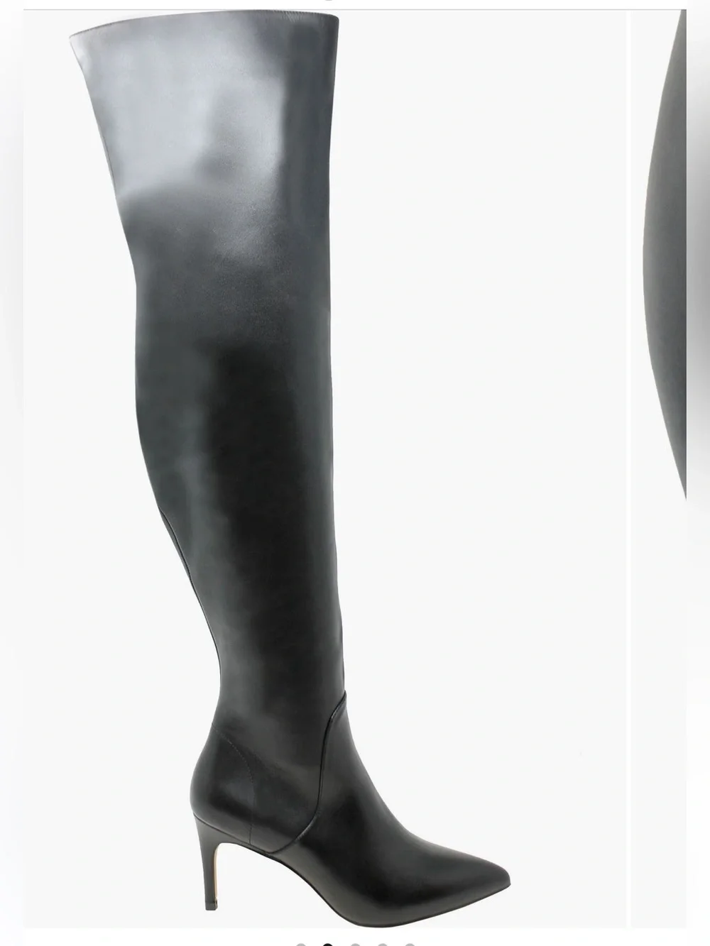 Charles David Piano Black Over-the-Knee Leather point toe Stiletto Boots 9